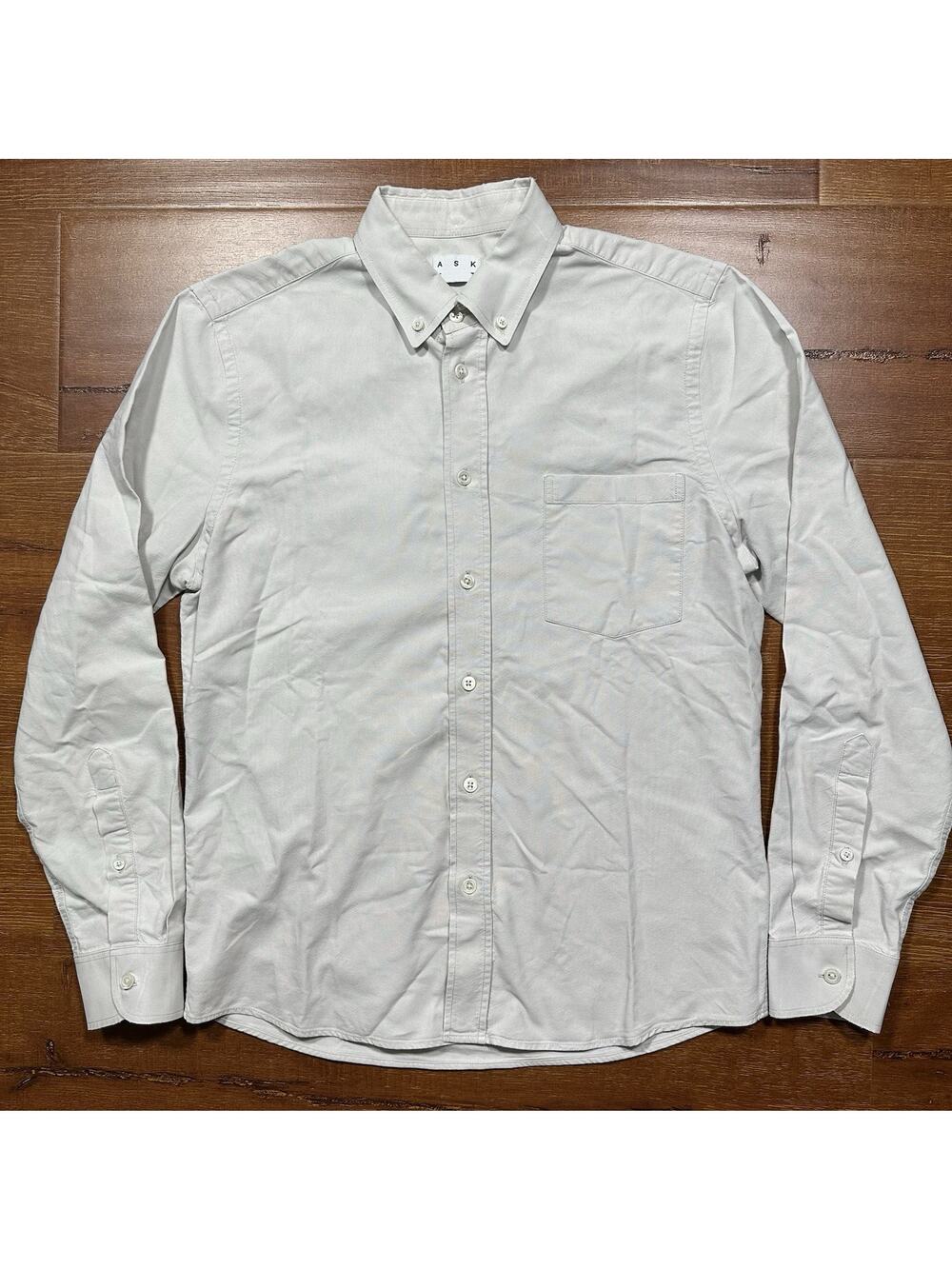 Asket Button Up Shirt Mens S Gray Classic Fit Long Sleeve Button Down Organic